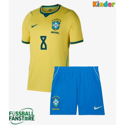 Brasilien Bruno Guimaraes #8 Replik Heimtrikot Kinder WM 2026 Kurzarm (+ Kurze Hosen)